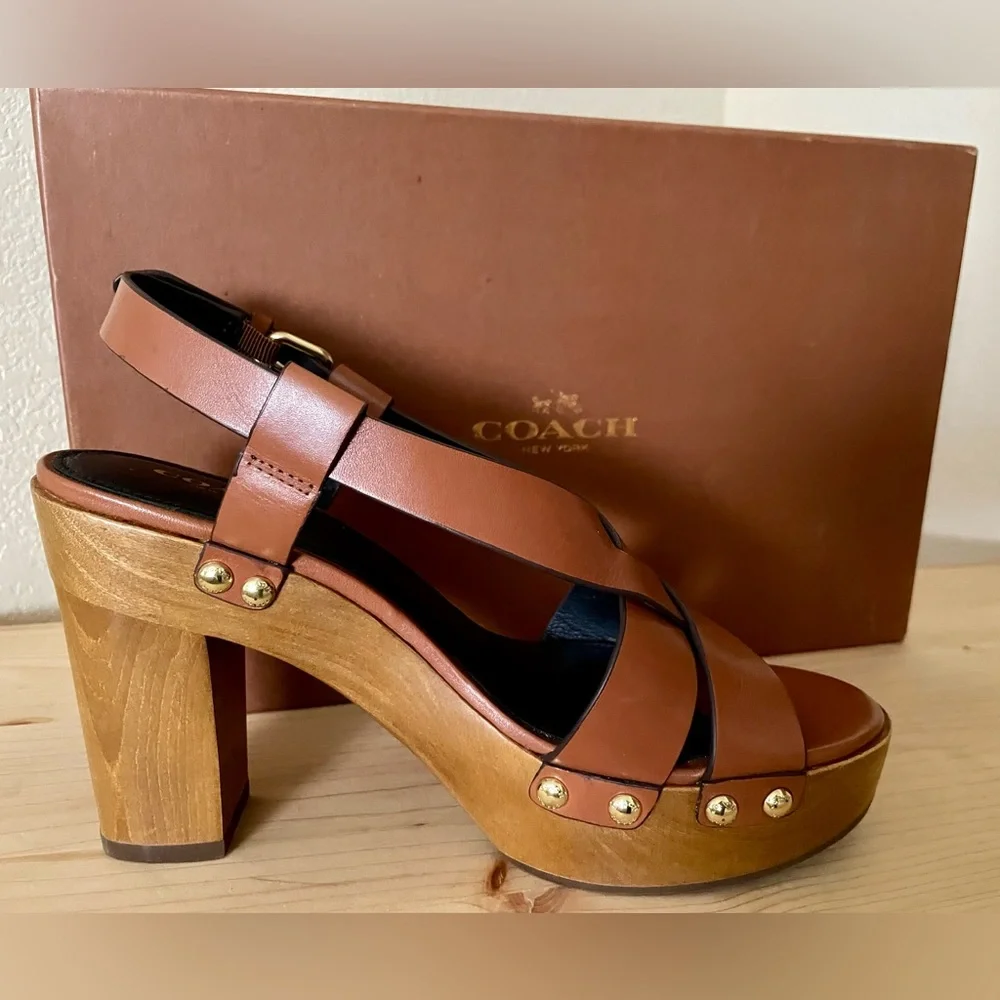 COACH Adessa Semi Matte Calf (Saddle & Wood) - Picture 3 of 11